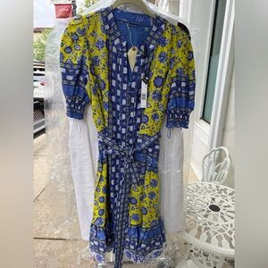 Ellie Tahari Blue & Yellow Floral Dress